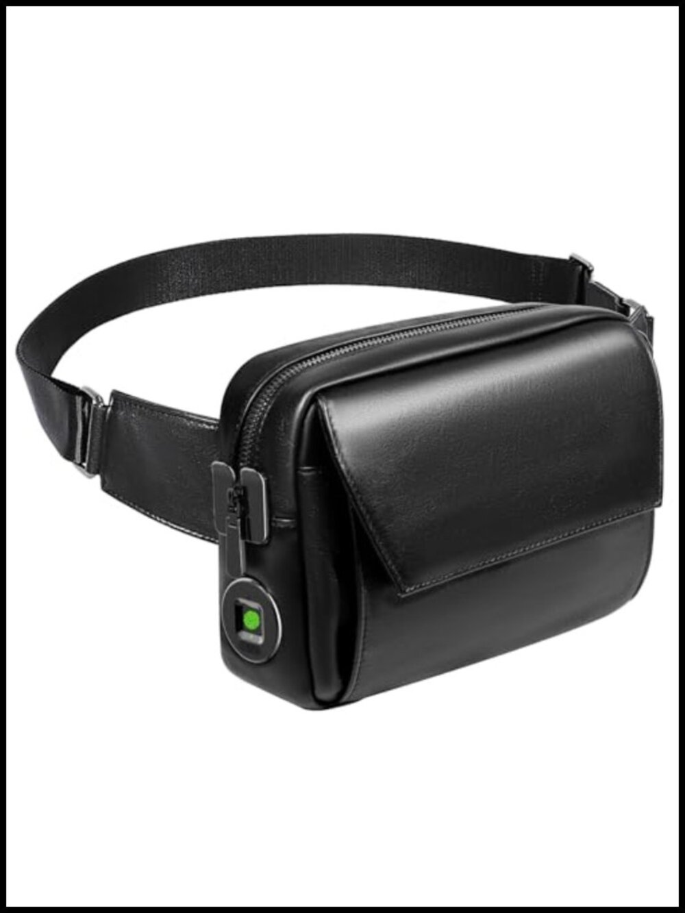 Anti-Theft Crossbody Bag Fingerprint Lock Genuine Leather Sling
